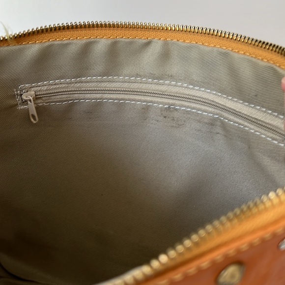 Pratesi Firenze Studded Cognac Brown Leather Clutch Wristlet Crossbody Bag Italy - Picture 11 of 14